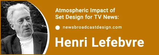 Portrait of Henri Lefebvre in the section 'How Does Henri Lefebvre's 'The Production of Space' Theory Illuminate the Role of Philosophy in News Channel Set Design on Social and Cultural Identity?', showcasing how Lefebvre's spatial theory influences the integration of social and cultural identities within news studio environments.