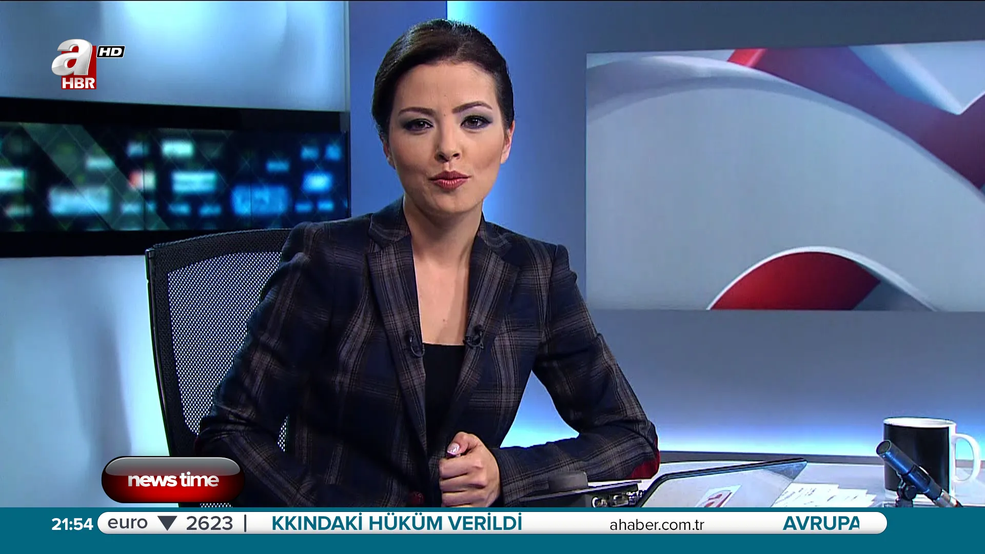 Channel Branding Identity on TV Graphics Design exemplifying V1 of a lower third layout. Screen layout designed for A HABER TV news channel TV Branding. The publication design has a red lower third and news line. This example is for News Screen Layout, TV Branding Agency, TV Design Agency, TV Channel Agency, TV Branding Design, TV Visual Identity, News Channel Visual Concept, News Channel Graphics Design, Design Broadcast Graphics, On Air Graphics, Lower Third.