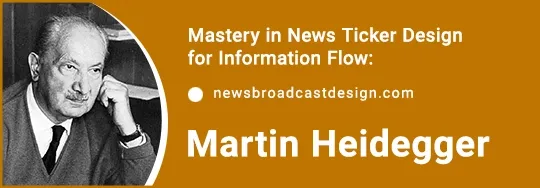 Portrait of philosopher Martin Heidegger, whose concept of time is explored in relation to news ticker design philosophy in media.