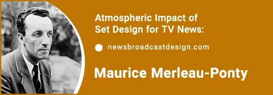 Portrait of Maurice Merleau-Ponty featured in the section 'How Does Maurice Merleau-Ponty's 'Phenomenology of Perception' Illuminate the Impact of Philosophy in News Channel Set Design on Viewer Perception?', exploring the application of phenomenological philosophy to influence viewer engagement and perception through news set design.