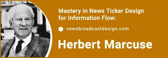 Portrait of philosopher Herbert Marcuse, whose critique of media and information flow shapes the discussion on news ticker design's societal impact.