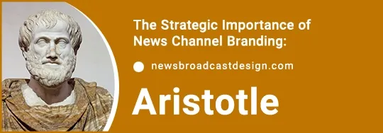 Aristotle portrait depicting the philosopher for balanced strategy in news channels through the Golden Mean approach.