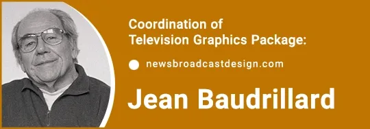 Jean Baudrillard portrait on Simulation Theory's role in TV Graphics Package Philosophy