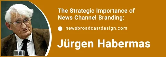 Jürgen Habermas portrait illustrating his contribution to fostering social dialogue and participation through the public sphere in news channels.